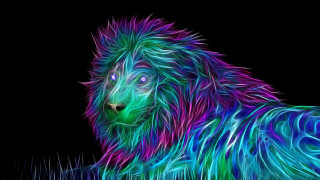 Colorful dog psychedelic glowing digital - his eye free wallpaper