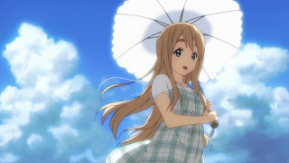 Woman long hair umbrella sky - cloud behind her free wallpaper