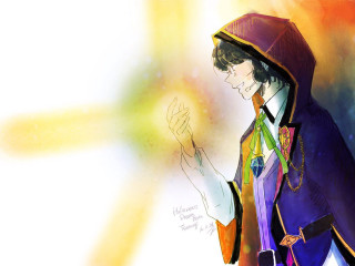 Man purplejacket yellowhoodie greenscarf holography - a purple jacket free wallpaper for desktop