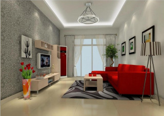 Living room red couch television - cui bai free wallpaper