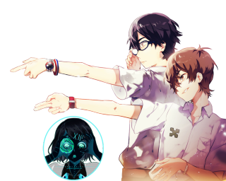 Two people pointing green light - a blue circle free wallpaper for desktop