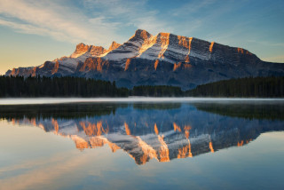 Mountain range reflection lake trees 7 - douglas robertson bisset free wallpaper