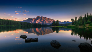 Mountain range lake sunset rocks - rock free wallpaper for desktop