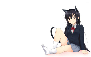 Woman cat ears sitting anime - short free wallpaper for desktop