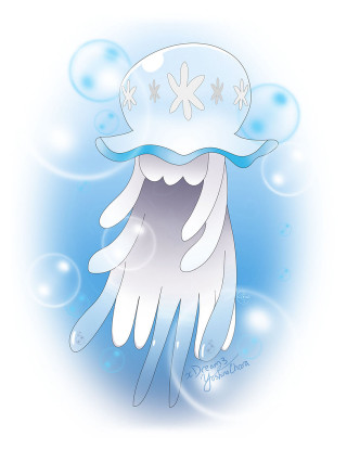 White jellyfish blue hat bubbles - its head free wallpaper for mobile