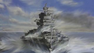 Battleship ocean smoke painting artistic - donald sherwood free wallpaper