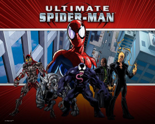 Spider man group red background - ultimate free wallpaper