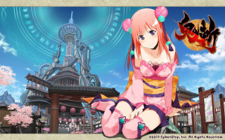 Girl sitting ground building clock - the ground in front free wallpaper