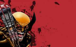 Wolverine red background face crossed - sword free wallpaper for desktop