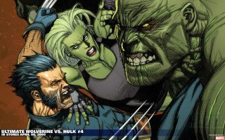 Hulk wolverine fight woman man - a comic book cover free wallpaper for desktop