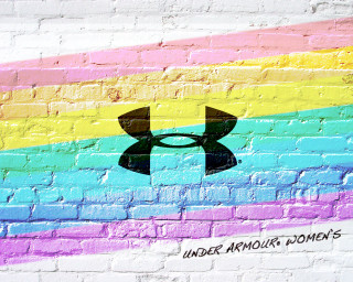 Painted brick wall rainbow symbol - painted free wallpaper