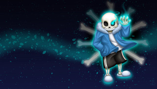 Skeleton bluejacket blackshorts skullarms outstretched - a blue jacket free wallpaper