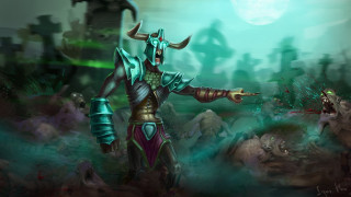 Demon horns sword background painting - a painting of a demon free wallpaper