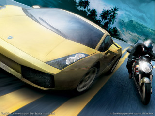 Yellow sports car motorcycle palm - the background and a man free wallpaper