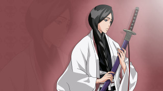 Woman kimono sword red background - a red background behind her free wallpaper