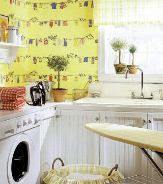 Kitchen washing machine yellow wall - a window free wallpaper for tablet