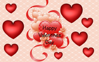 Valentine hearts flowers ribbon bow - a valentines day card free wallpaper
