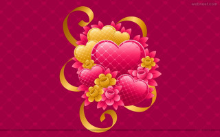 Pink background hearts flowers pattern - the side of the image free wallpaper