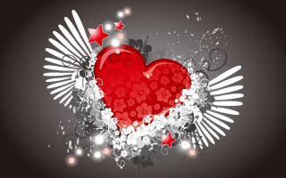 Heart wings stars romantic christmas - text free wallpaper