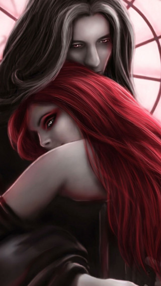 Red hair women pink umbrella - anne stokes free wallpaper for mobile