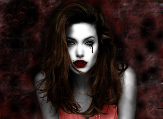 Woman makeup blood face eyes - dark fantasy free wallpaper