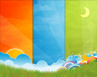 Colorful background grass field sky - surreal design free wallpaper