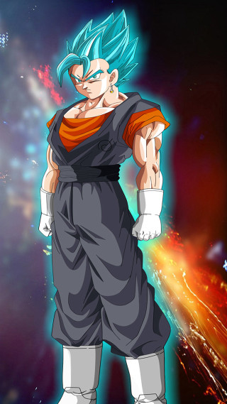 Blue hair male super saiyan - orange free wallpaper for mobile