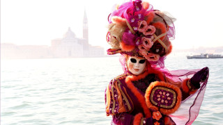 Woman mask costume boat water - digital photography free wallpaper