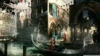 Boat floating river tall building - a river next free wallpaper