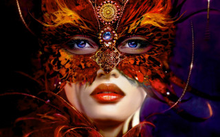 Woman mask red dress purple - mask free wallpaper for desktop