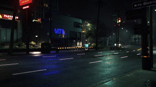 City street night bus stop - photorealistic lighting free wallpaper