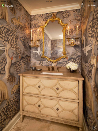 Bathroom vanity mirror wallpaper gold - wall behind free wallpaper