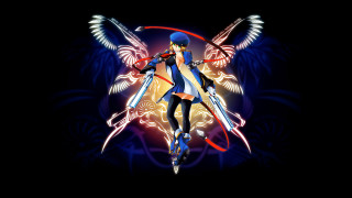 Woman two swords bird on - synchromism free wallpaper for desktop