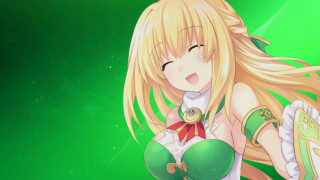 Anime girl long blonde green - a green object free wallpaper