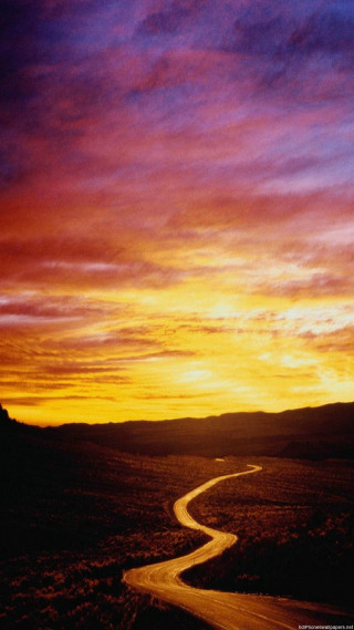 Desert road sunset clouds sky - free sunset wallpaper for mobile