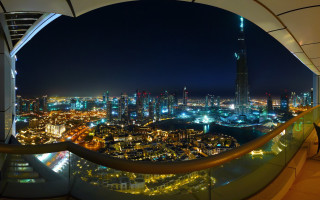 City night high rise balcony - a view of the city free wallpaper
