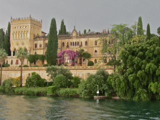 Castle lake trees boat water - a lake in front free wallpaper