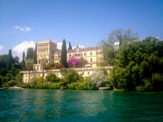 Large building hill lake trees - a lush green hillside next free wallpaper