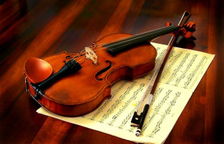 Violin rest music paper wooden - beautiful composition free wallpaper