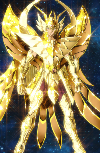 Golden angel sword blue background - its hand free wallpaper for mobile