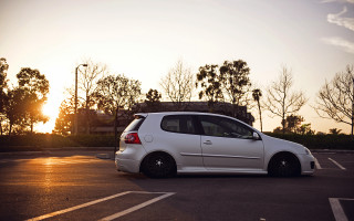 White car parking lot sunset 5 - chris spollen free wallpaper
