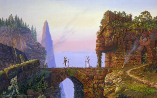 Bridge man woman standing painting - christophe vacher free wallpaper for desktop