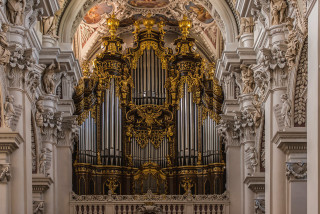 Large pipe organ church ornate - decoration free wallpaper