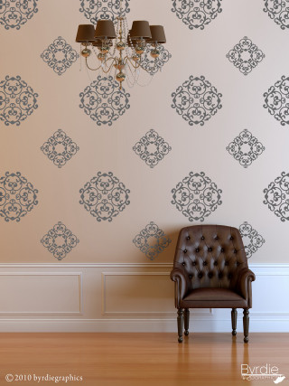 Chair chandelier wallpapered room interior - earnst haeckel free wallpaper for mobile