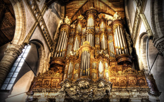 Large pipe organ church skylight - unreal engine free wallpaper
