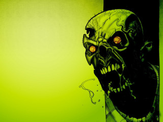 Creepy green black face glowing - painting free wallpaper