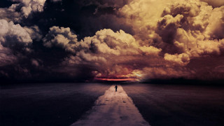 Lone person road cloudy sky - apocalyptic free wallpaper