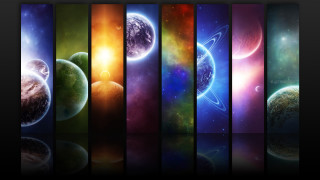 Colorful planets space reflections sunlight - a series free wallpaper