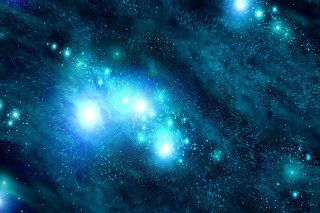 Blue space stars dust sky - blue center free wallpaper