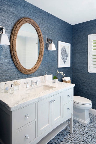 Bathroom blue wall white toilet - anne rigney free wallpaper for mobile